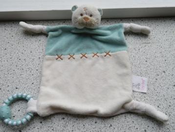 Knuffeldoek beer beertje merk Tiny Ted blauw wit velours met beschikbaar voor biedingen