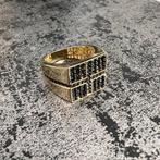 14k gouden ring met onyx stenen, Ophalen of Verzenden