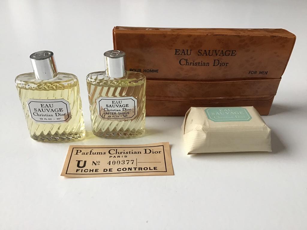 Vintage Eau Sauvage Christian Dior For Men set., Ophalen of Verzenden, Zo goed als nieuw, Miniatuur