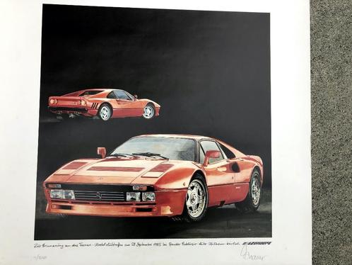 UNIEKE FERRARI ZEEFDDRUK ZENDER AUTO 28 SEPT 1985 MULHEIM KA, Antiek en Kunst, Kunst | Litho's en Zeefdrukken, Ophalen of Verzenden