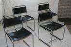 4 Vintage Bataille SE 18 't Spectrum Stoelen Zwart Tuigleer, Ophalen, Zwart, Zo goed als nieuw, Metaal