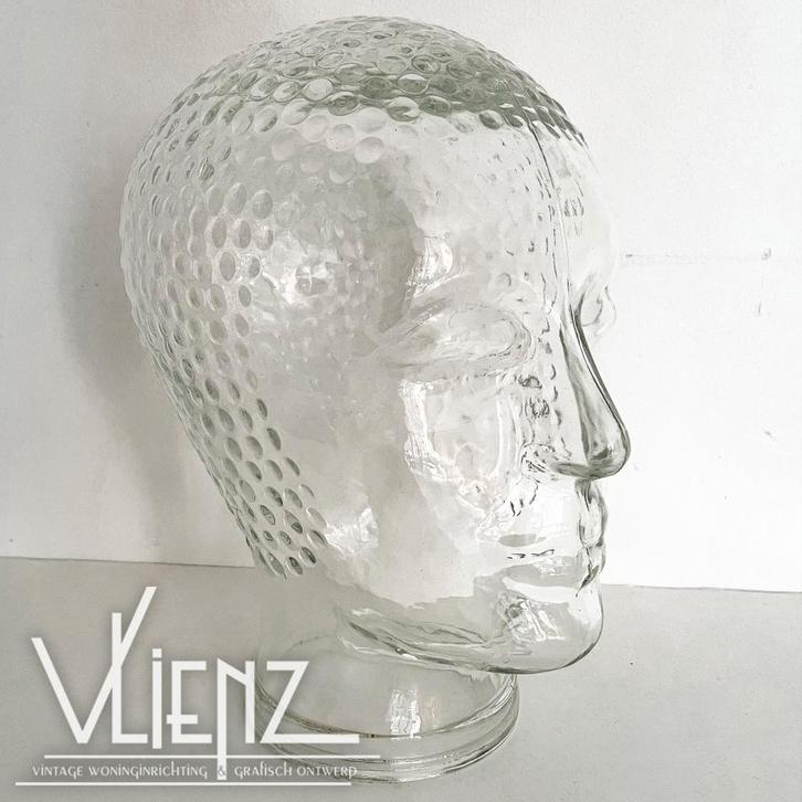 Vintage, retro, glazen hoofd koptelefoon, hoed, pruik, Verzamelen, Retro, Huis en Inrichting, Ophalen