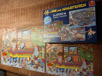 3 puzzels+poster 1000 stukjes combi doos jan van haasteren  beschikbaar voor biedingen