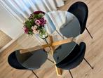 Eettafel met 4 stoelen in goede staat, Huis en Inrichting, Tafels | Eettafels, Ophalen, Gebruikt, Rond, Vier personen