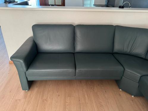 Hoekbank blauw/grijs (ophalen in Utrecht), Huis en Inrichting, Banken | Complete zithoeken, Zo goed als nieuw, Leer, Ophalen