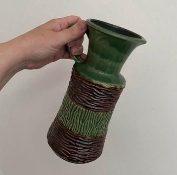 West Germany 25cm vintage vaas karaf schenkkan bruin groen beschikbaar voor biedingen
