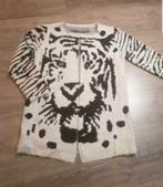 Lang fluffy crème/zwart tijger vest met lange mouwen, Ophalen of Verzenden, Zo goed als nieuw, Maat 36 (S), Overige kleuren
