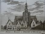 gravure dubbel stadhuis en kerk Bergen op zoom, Spilman 1739, Antiek en Kunst, Verzenden
