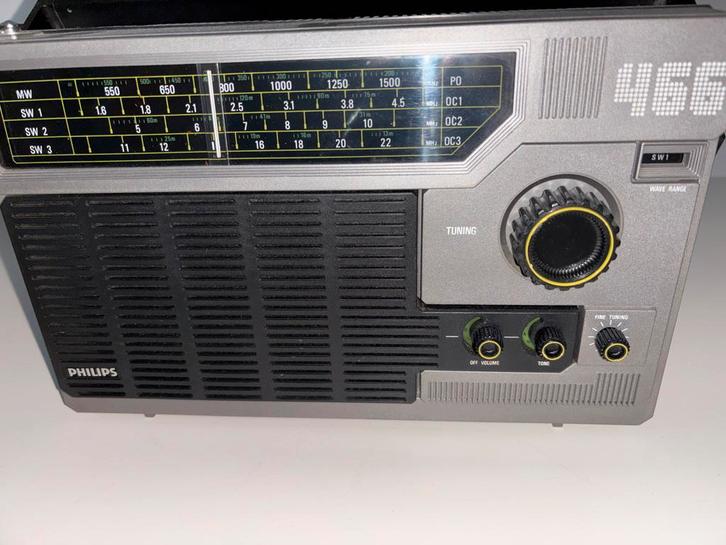 Philips 466 Wereldontvanger - Vintage Radio tropenradio, Audio, Tv en Foto, Radio's, Gebruikt, Wereldontvanger, Ophalen of Verzenden