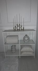 Vittsjo Ikea stellingkast/bijzettafel wit/glas, Ophalen of Verzenden, Zo goed als nieuw, Glas