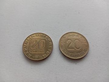 2x 20 Schilling Oostenrijk (1980 & 1995) beschikbaar voor biedingen