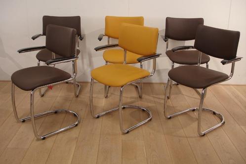 Gispen Today 2001 Toledo leer , Dutch Originals, Huis en Inrichting, Stoelen, Zo goed als nieuw, Eén, Leer, Metaal, Bruin, Ophalen