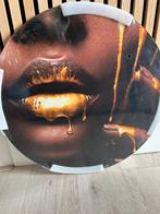 Glasschilderij zwart/goud/lippen maat L, Ophalen, Nieuw, Schilderij, 50 tot 75 cm