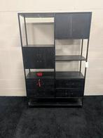 Wandkast zwart mangohout 4 lades 4 vakken, Metaal, Info@savoireinterior.com, Savoire interior, Nieuw