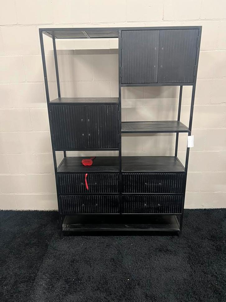 Wandkast Roomdiver Industrieel Mangohout Vakkenkast, Huis en Inrichting, Kasten | Wandmeubels, Nieuw, 150 tot 200 cm, Minder dan 150 cm