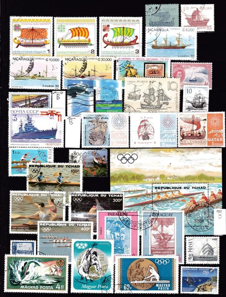 9492) schip, boot, roei e.d. ca 34x, Postzegels en Munten, Postzegels | Thematische zegels, Ophalen of Verzenden