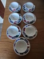 Boerenbont koffiekopjes met schotel (societé ceramique,483A), Huis en Inrichting, Keuken | Servies, Ophalen of Verzenden, Zo goed als nieuw