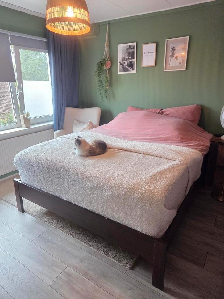 Tweepersoons bed met lades - donkerbruin hout 160 x 200, Huis en Inrichting, Slaapkamer | Bedden, Zo goed als nieuw, Tweepersoons