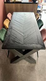 Eettafel met massief houten hongaarse punt blad (200 x 90), Huis en Inrichting, Tafels | Eettafels, Ophalen, Gebruikt, 200 cm of meer