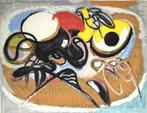 118. Zijde afdruk Piet Ouborg, abstracte compositie, 1992, Ophalen of Verzenden