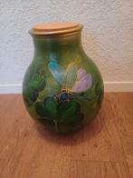 Handgeschilderde vaas met deksel, Huis en Inrichting, Woonaccessoires | Vazen, Ophalen of Verzenden, Overige kleuren, Glas, Minder dan 50 cm