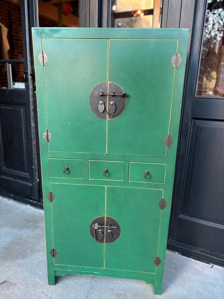 Vintage Stoere Chinese Kast, Huis en Inrichting, Kasten | Lockerkasten, Gebruikt, Ophalen of Verzenden