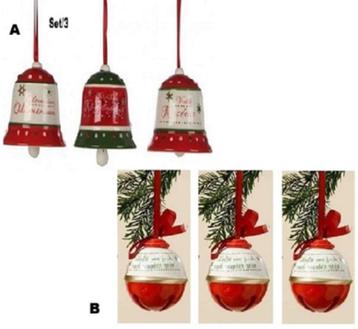 Kerstklok set/3 of Kerstbel kerstbal set/3 beschikbaar voor biedingen