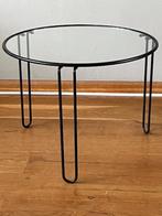 vintage metaal glazentafel 50 cm 37 cm, Huis en Inrichting, Tafels | Sidetables, Gebruikt, 50 tot 100 cm, Metaal glas, Rond