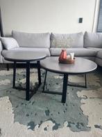 Salontafel set marmerlook grijs/zwart, Ophalen, 50 tot 100 cm, Rond, 50 tot 100 cm