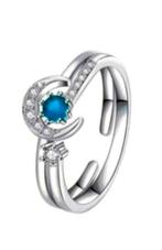 Ringen 2 stuks open maan sterren Saffier, Verzenden, Nieuw, Zilver