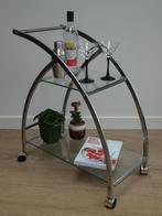 Vintage glazen barcart / serveerwagen, Ophalen, Huis en Inrichting