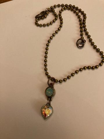vintage strass ketting goudkl hartje hanger aurora borealis beschikbaar voor biedingen