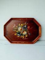 Vintage Houten Dienblad met Bloemen, Ophalen of Verzenden, Gebruikt, Overige vormen, Hout