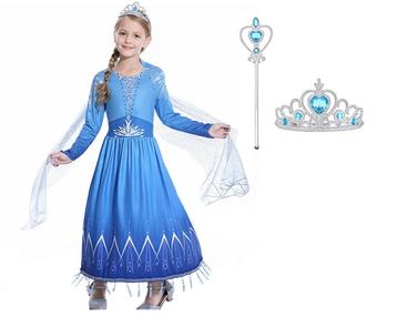 Frozen Elsa  prinsessenjurk  + toverstaf / kroon -maat 92/98