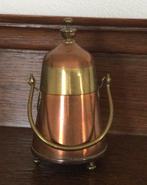 Antieke miniatuur doofpot geel en rood koper, Ophalen of Verzenden