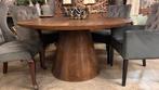 New vintage walnut ronde eettafel massieve tafel rond 150 cm, Nieuw, Rond, Ophalen, Vijf personen of meer