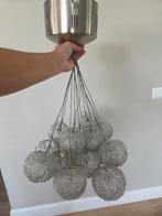 Zilveren Ballen Hanglamp - Verstelbaar & Dimbaar, Gebruikt, 50 tot 75 cm, Ophalen of Verzenden, Metaal