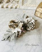 Per Sempre,Antieke Zinken tak met porseleinen Bloemen, Ophalen of Verzenden