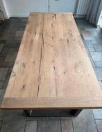 Massief Houten tafel met stalen onderstel 200/100, Ophalen, Zo goed als nieuw, Rechthoekig, Hout