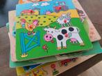 10 houten kinderpuzzels o.a Bing, ambulance, Woezel en Pip, Ophalen of Verzenden, Minder dan 10 stukjes, Gebruikt, Van hout