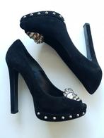 Zwarte gothic pumps platform 37.5 skull goth punk mc Queen, Pumps, Verzenden, Zwart, Geen merk
