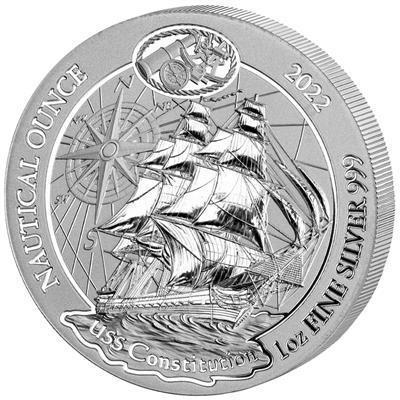 2022 Rwanda 1 oz Silver Nautical Ounce USS Constitution BU, Postzegels en Munten, Edelmetalen en Baren, Zilver, Ophalen of Verzenden