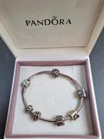 Zilveren Pandora armband 19 cm, en zilver met gouden bedels, Sieraden, Tassen en Uiterlijk, Armbanden, Ophalen, Zo goed als nieuw