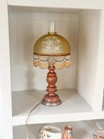 Antieke Lamp met Kralenrand & Bloemmotief Kap - Uniek Stukje, Antiek en Kunst, Antiek | Lampen, Ophalen of Verzenden