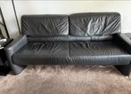 Zwart leren bankstel - 2 & 3 zits, Huis en Inrichting, Banken | Bankstellen, Ophalen, Gebruikt, 150 tot 200 cm, Rechte bank