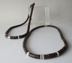 Ketting KT08: Mooie Bruine Schelp ketting-42½+40cm. met wit, Verzenden, Nieuw, Bruin, Steen of Mineraal