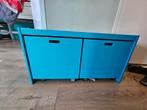 Blauw kastje met opruimbakken op wielen, Kinderen en Baby's, Kinderkamer | Commodes en Kasten, Gebruikt, 75 tot 100 cm, Minder dan 50 cm