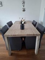 Te koop, 4 x Eetkamerstoelen op soft wieltjes, Huis en Inrichting, Fauteuils, Ophalen, Gebruikt, Minder dan 75 cm, 50 tot 75 cm