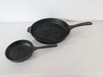 Copco Denmark Gietijzeren koekenpan doorsnede 28cm  en wokje, Ophalen of Verzenden, Gebruikt, Gietijzer, Koekenpan of Braadpan