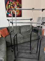 Dubbel Kledingrek Zwart/Chroom - 2 Stuks, Ophalen, Met wielen, Gebruikt